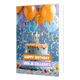 Happy birthday van je collega's - Formaat: Standaard - Vorm: Staand - Verjaardagskaart - Op deze wenskaart staat een grote taart met kaarsjes erop en daarboven ballonnen. In de illustratie staat de tekst: "Happy birthday van je collega's". - Snelwenskaart