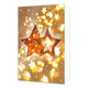 Sterren - Formaat: Standaard - Vorm: Staand - Kerstkaart - Op deze kerstkaart staan twee gouden sterren omringt door kleinere sterren. - Snelwenskaart