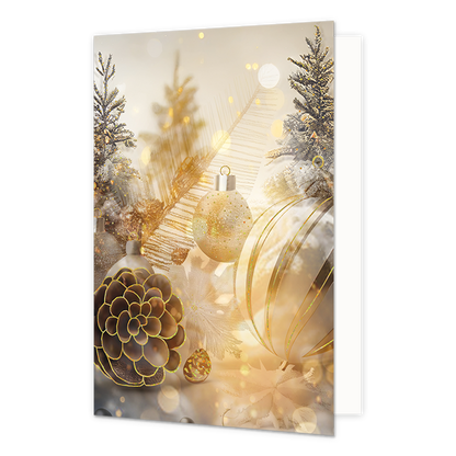 Kerstballen - Formaat: Standaard - Vorm: Staand - Kerstkaart - Op deze kerstkaart staan witgouden kerstballen. - Snelwenskaart