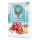 Cadeauzak - Formaat: Standaard - Vorm: Staand - Kerstkaart - Op deze kerstkaart staat een zak met cadeaus voor een voordeur. - Snelwenskaart