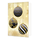 Kerstballen - Formaat: Standaard - Vorm: Staand - Kerstkaart - Op deze kerstkaart staan drie kerstballen met de kleuren zwart, goud en wit. - Snelwenskaart