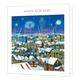 Happy new year - Formaat: Groot - Vorm: Vierkant - Kerstkaart - Op deze kerstkaart staat een stad met vuurwerk en de tekst: "Happy new year". - Snelwenskaart