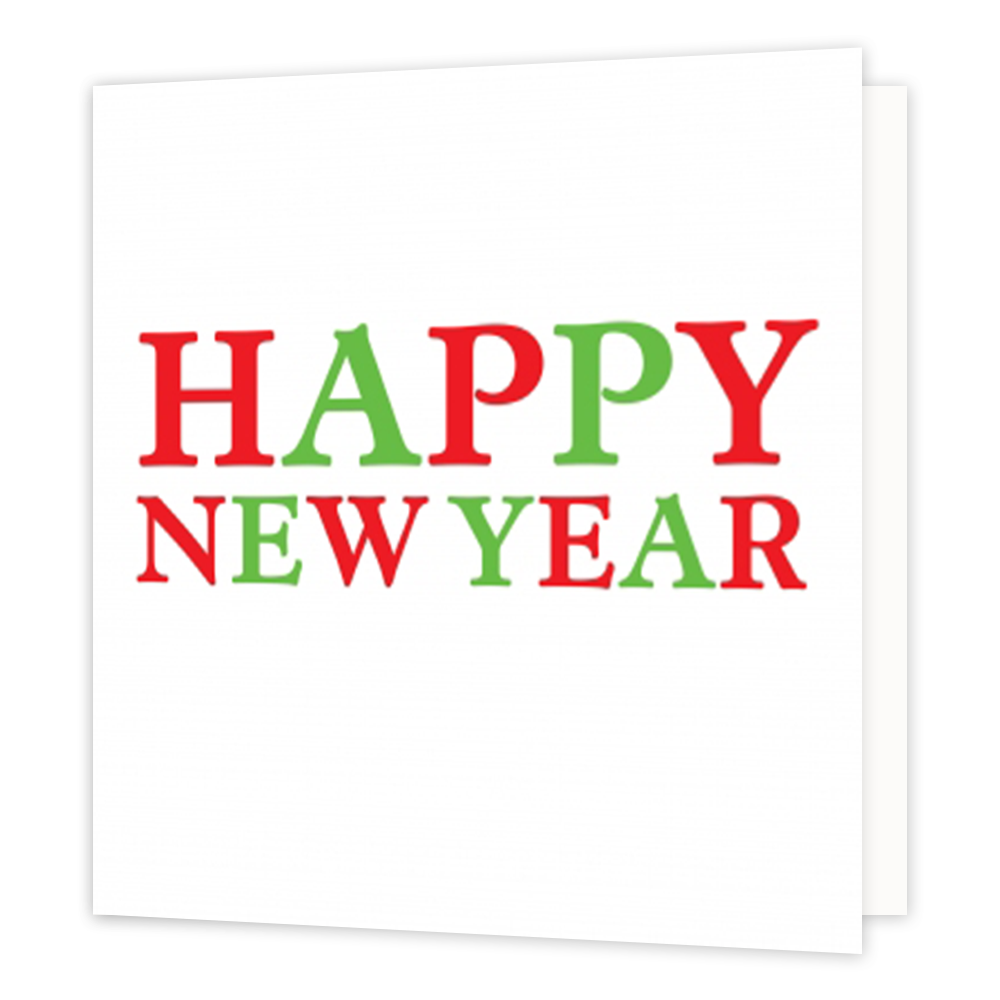 Happy new year - Formaat: Groot - Vorm: Vierkant - Kerstkaart - Op deze kerstkaart staat de tekst: "Happy new year". - Snelwenskaart