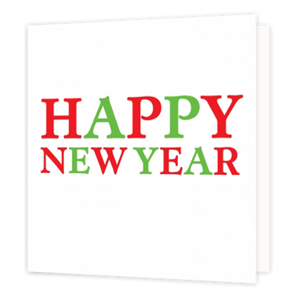 Happy new year - Formaat: Groot - Vorm: Vierkant - Kerstkaart - Op deze kerstkaart staat de tekst: "Happy new year". - Snelwenskaart