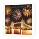 Happy new year - Formaat: Groot - Vorm: Vierkant - Kerstkaart - Op deze kerstkaart staat de Tower Bridge in London met vuurwerk en de tekst: "Happy new year". - Snelwenskaart