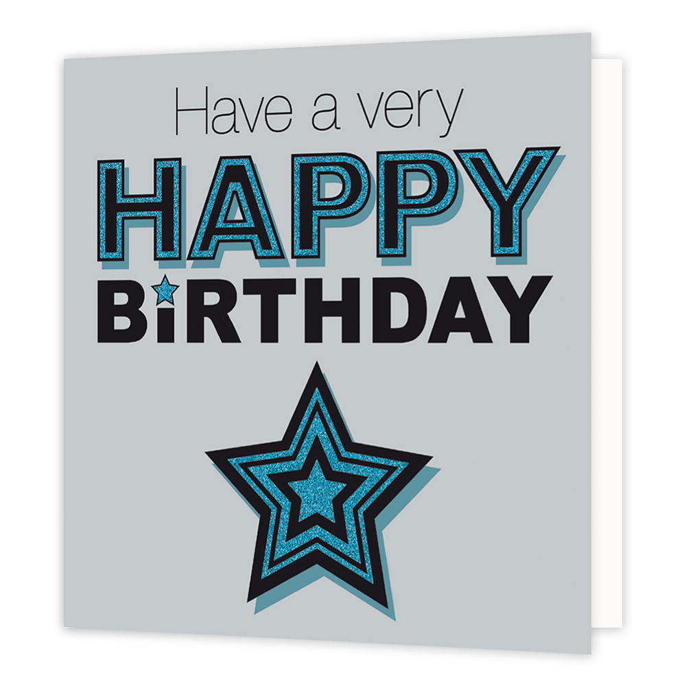 XL kaart - Have a very happy birthday - Formaat: Groot - Vorm: Vierkant - Verjaardagskaart - Op deze wenskaart staat de tekst: "Have a very happy birthday". - Snelwenskaart