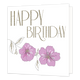 XL kaart - Happy birthday - Formaat: Groot - Vorm: Vierkant - Verjaardagskaart - Op deze wenskaart staan twee paarse bloemen met daarboven de tekst: "Happy birthday". - Snelwenskaart