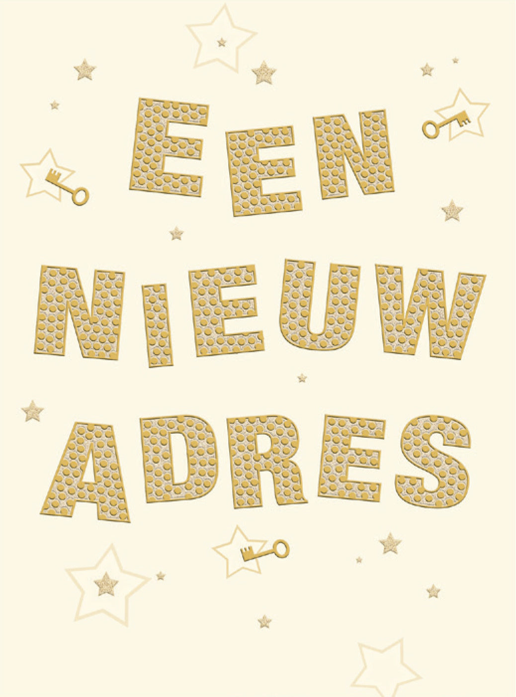 Op deze wenskaart staat de tekst: "Een nieuw adres".