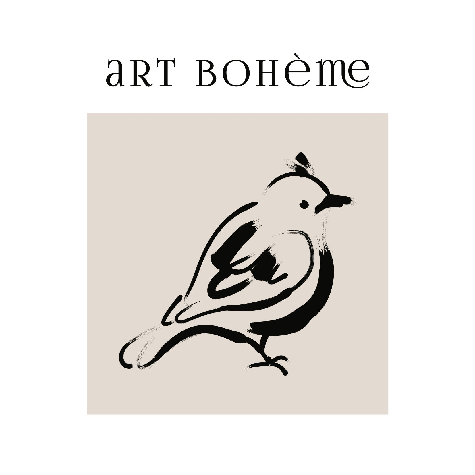 Op deze wenskaart staat een vogel met daarboven de tekst: "Art bohème".