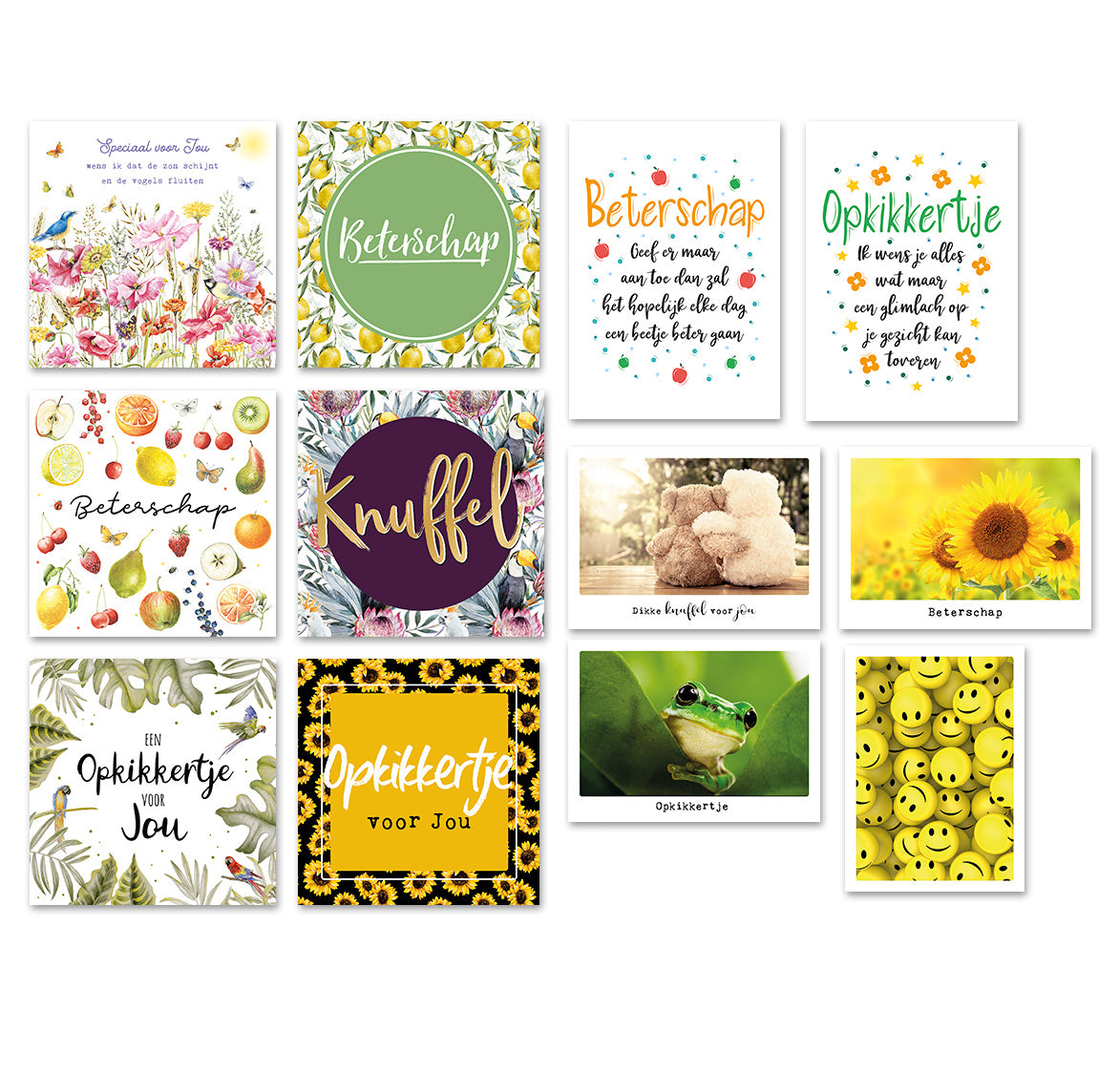 Wenskaartenset Ecocards beterschap - 12 stuks