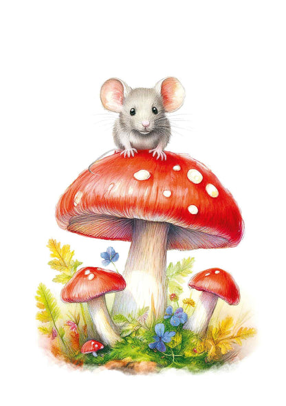 Muis op paddenstoel