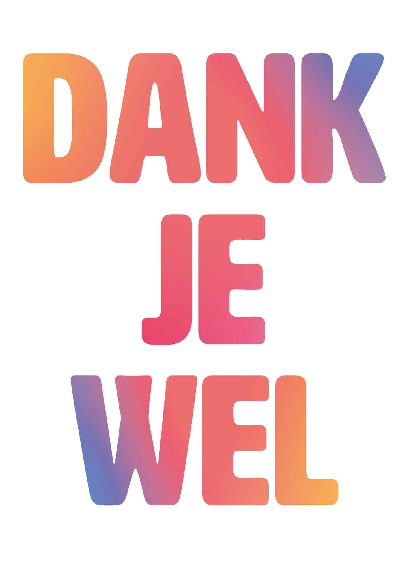 Op deze wenskaart staat de tekst: "Dank je wel".