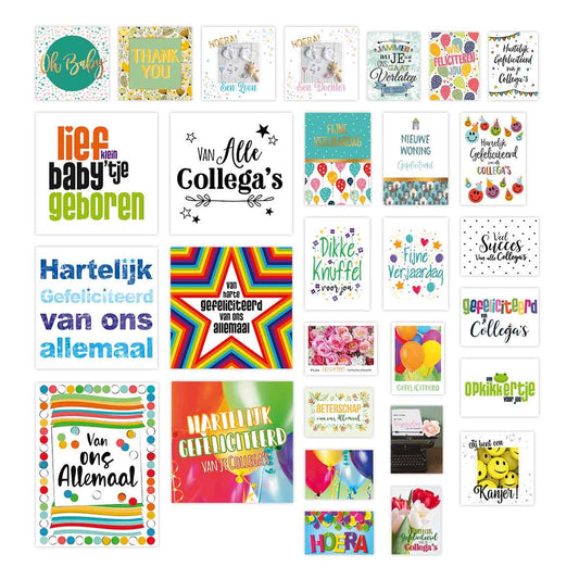 Wenskaartenset gemengd - 29 stuks