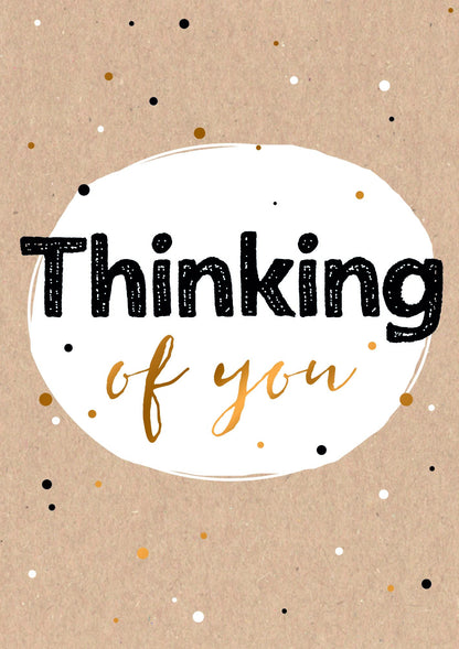 Op deze wenskaart staat de tekst: "Thinking of you".