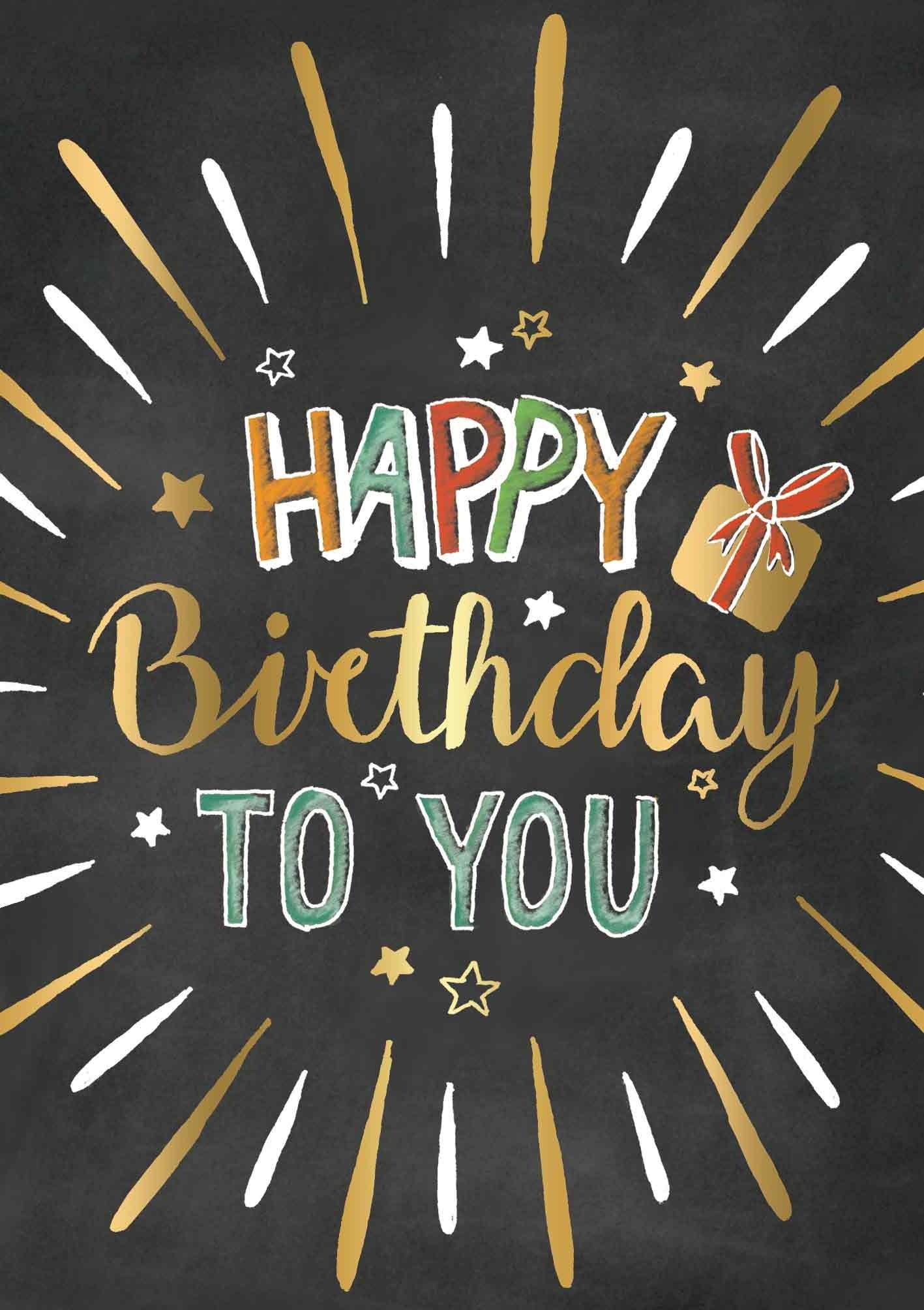 Op deze wenskaart staat de tekst: "Happy birthday to you".