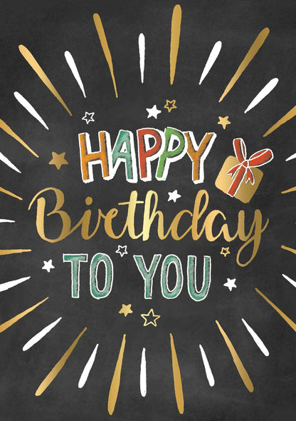 Op deze wenskaart staat de tekst: "Happy birthday to you".